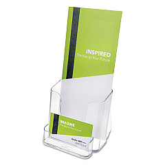 deflecto DocuHolder for Countertop/Wall-Mount w/Card Holder, 4.38w x 4.25d x 7.75h, Clear (78601)