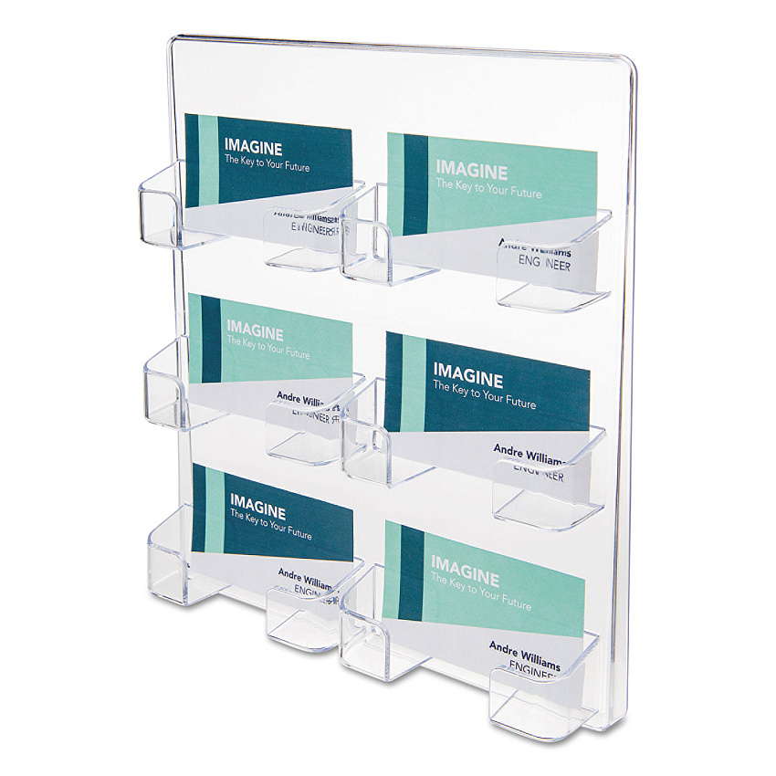 deflecto 6-Pocket Business Card Holder, Holds 480 Cards, 8.5 x 1.63 x 9.75, Plastic, Clear (70601)