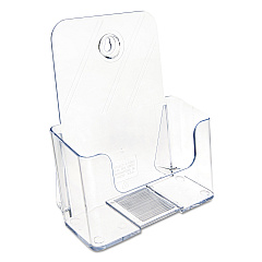 deflecto DocuHolder for Countertop/Wall-Mount, Booklet Size, 6.5w x 3.75d x 7.75h, Clear (74901)