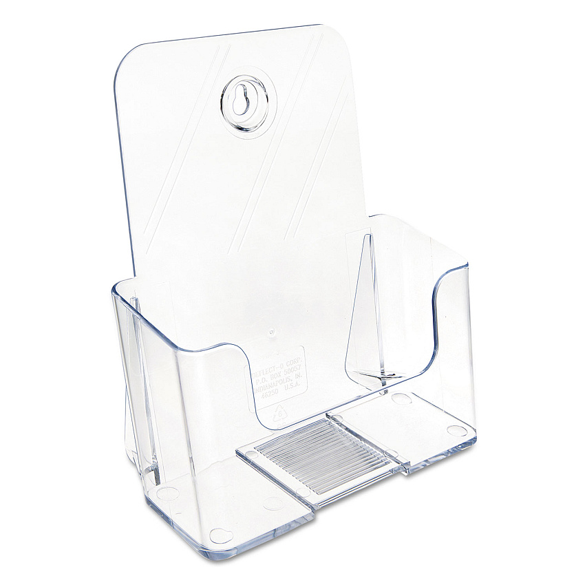 deflecto DocuHolder for Countertop/Wall-Mount, Booklet Size, 6.5w x 3.75d x 7.75h, Clear (74901)