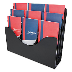 deflecto 3-Tier Document Organizer w/6 Removable Dividers, 13.38w x 3.5d x 11.5h, Black (47634)