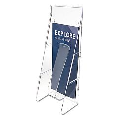 deflecto Stand-Tall Wall-Mount Literature Rack, Leaflet, 4.56w x 3.25d x 11.88h, Clear (55601)