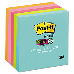 Post-it Notes Super Sticky Pads in Supernova Neon Collection Colors, 3" x 3", 90 Sheets/Pad, 5 Pads/Pack (6545SSMIA)