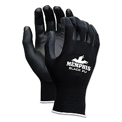 MCR Safety Economy PU Coated Work Gloves, Black, Small, 1 Dozen (9669S)