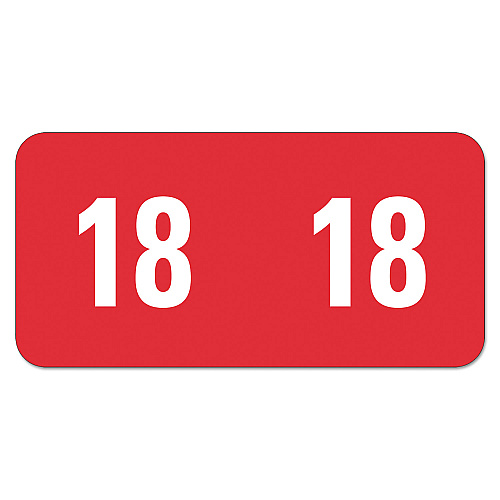 Smead Yearly End Tab File Folder Labels, 18, 0.5 x 1, Red, 25/Sheet, 10 Sheets/Pack (67918)
