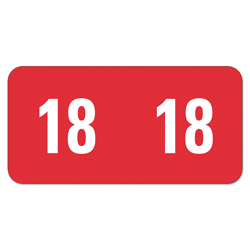 Smead Yearly End Tab File Folder Labels, 18, 0.5 x 1, Red, 25/Sheet, 10 Sheets/Pack (67918)