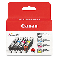 Canon CLI-221 Color Ink Tank 4 Pack (2946B004)
