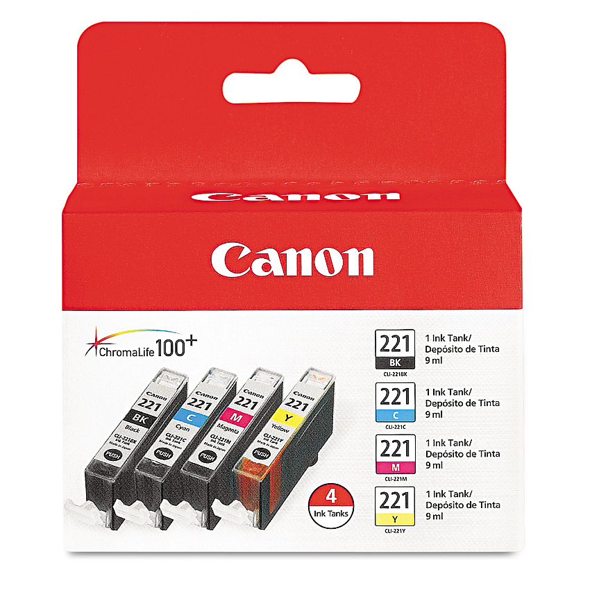 Canon CLI-221 Color Ink Tank 4 Pack (2946B004)