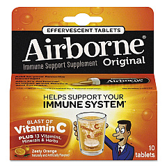 Airborne Immune Support Effervescent Tablet, Zesty Orange, 10/Box, 72 Box/Carton (30004CT)