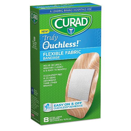 Curad Ouchless Flex Fabric Bandages, 1.65 x 4, 8/Box (CUR5003V1)