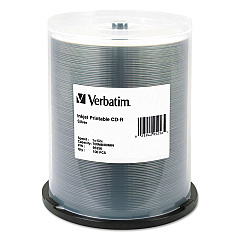 Verbatim CD-R Printable Recordable Disc, 700 MB/80 min, 52x, Spindle, Silver, 100/Pack (95256)