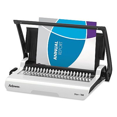 Fellowes Star+ 150 Manual Comb Binding Machine, 150 Sheets, 17.69 x 9.81 x 3.13, White (5006501)