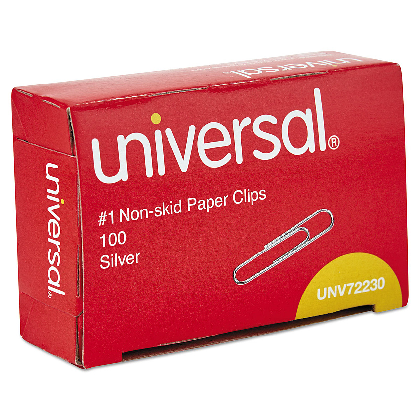 Universal Paper Clips, Small (No. 1), Silver, 100 Clips/Box, 10 Boxes/Pack (UNV72230)