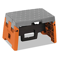 Cosco Folding Step Stool, 1-Step, 300 lb Capacity, 8.5" Working Height, Orange/Gray (11903BGO1E)