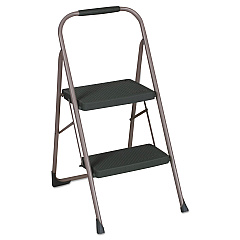 Cosco Big Step Folding Stool, 2-Step, 200 lb Capacity, 22" Spread, Black/Gray (11308PBL1E)