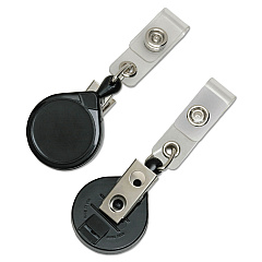 AbilityOne 8455016485708 SKILCRAFT Retractable ID Reel with Bulldog Clip, 36", Black, Dozen