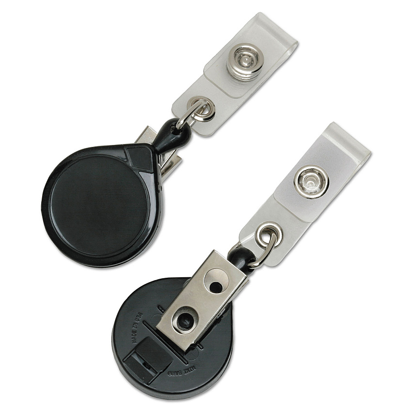 AbilityOne 8455016485708 SKILCRAFT Retractable ID Reel with Bulldog Clip, 36", Black, Dozen