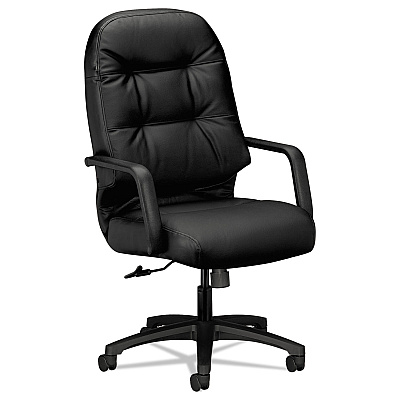 HON Pillow-Soft 2090 Series Executive High-Back Swivel/Tilt Chair, Supports Up to 300 lb, 16.75" to 21.25" Seat Height, Black (2091SR11T)