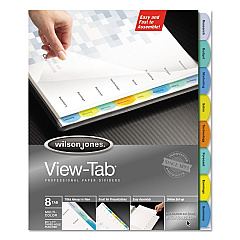 Wilson Jones View-Tab Paper Index Dividers, 8-Tab, 11 x 8.5, White, 1 Set (55965)