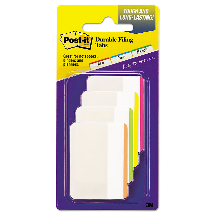 Post-it Tabs Tabs, Lined, 1/5-Cut Tabs, Assorted Brights, 2" Wide, 24/Pack (686F1BB)