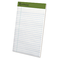 Earthwise by Ampad Recycled Paper Legal Pads, Wide/Legal Rule, 40 White 5 x 8 Sheets, 6/Pack (40112)