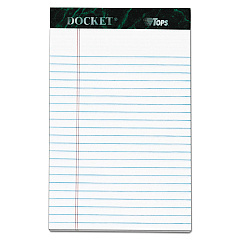 TOPS Docket Ruled Perforated Pads, Narrow Rule, 50 White 5 x 8 Sheets, 6/Pack (63366)