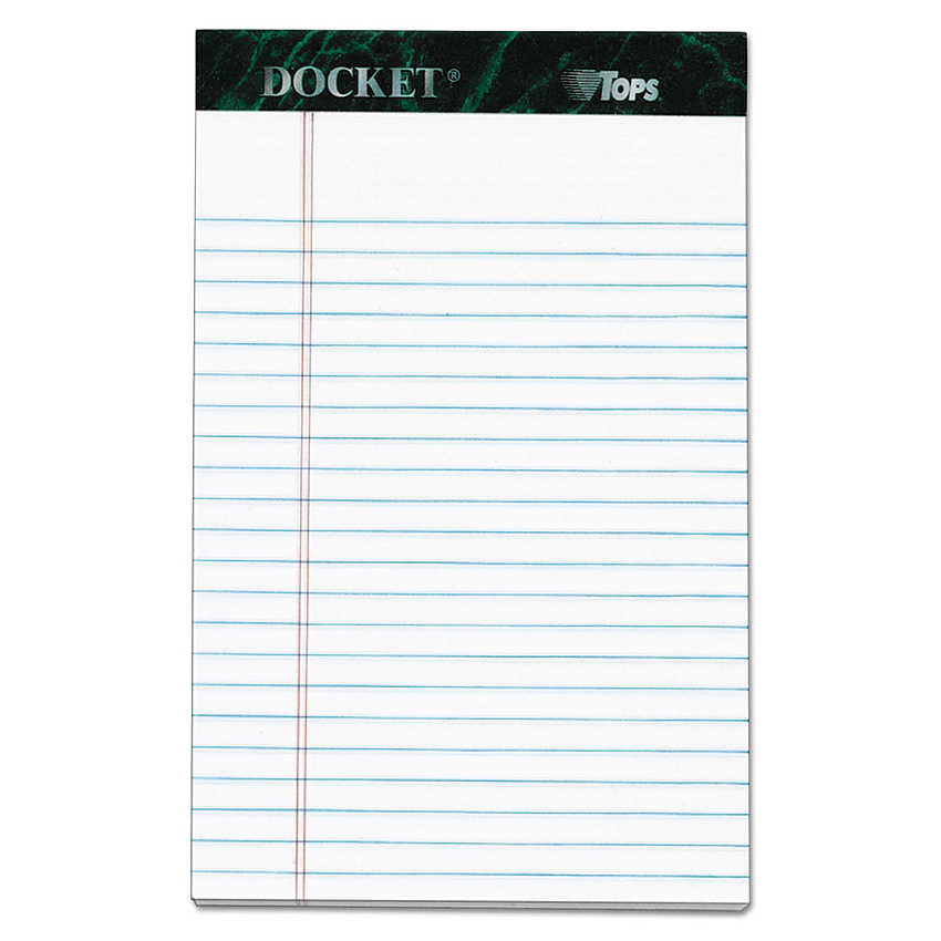 TOPS Docket Ruled Perforated Pads, Narrow Rule, 50 White 5 x 8 Sheets, 6/Pack (63366)