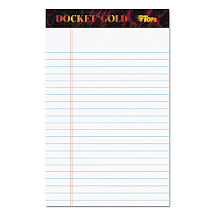 TOPS Docket Gold Ruled Perforated Pads, Narrow Rule, 50 White 5 x 8 Sheets, 12/Pack (63910)