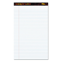 TOPS Docket Gold Ruled Perforated Pads, Wide/Legal Rule, 50 White 8.5 x 14 Sheets, 12/Pack (63990)