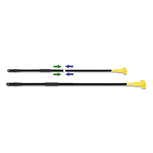 Boardwalk Two-Piece Metal Handle with Plastic Jaw Head, 1.5" dia x 59", Black/Yellow (BWKFF610)