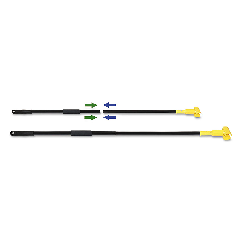 Boardwalk Two-Piece Metal Handle with Plastic Jaw Head, 1.5" dia x 59", Black/Yellow (BWKFF610)