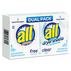 All Free Clear HE Liquid Laundry Detergent/Dryer Sheet Dual Vend Pack, 100/Ctn (2979355)