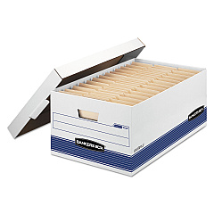 Bankers Box STOR/FILE Medium-Duty Storage Boxes, Legal Files, 15.88" x 25.38" x 10.25", White/Blue, 12/Carton (00702)