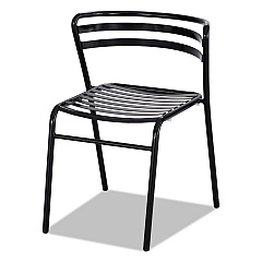 Safco CoGo Steel Outdoor/Indoor Stacking Chair, Supports Up to 250 lb, 17" Seat Height, Black Seat, Black Back, Black Base,2/Carton (4360BL)