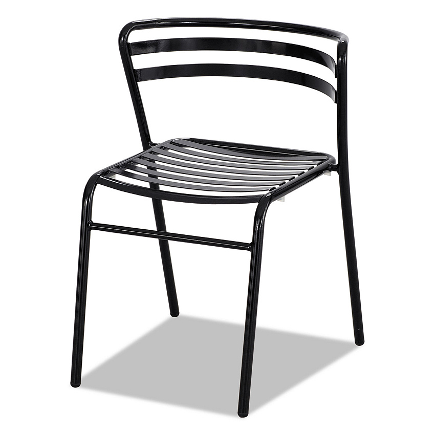 Safco CoGo Steel Outdoor/Indoor Stacking Chair, Supports Up to 250 lb, 17" Seat Height, Black Seat, Black Back, Black Base,2/Carton (4360BL)