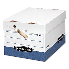 Bankers Box PRESTO Ergonomic Design Storage Boxes, Letter/Legal Files, 12.88" x 16.5" x 10.38", White/Blue, 12/Carton (0063601)