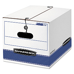 Bankers Box STOR/FILE Medium-Duty Strength Storage Boxes, Letter/Legal Files, 12.25" x 16" x 11", White/Blue, 12/Carton (00025)