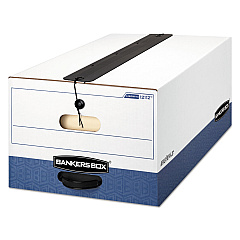 Bankers Box LIBERTY Plus Heavy-Duty Strength Storage Boxes, Legal Files, 15.25" x 24.13" x 10.75", White/Blue, 12/Carton (12112)