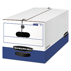 Bankers Box LIBERTY Heavy-Duty Strength Storage Boxes, Letter Files, 12.25" x 24.13" x 10.75", White/Blue, 4/Carton (0001103)