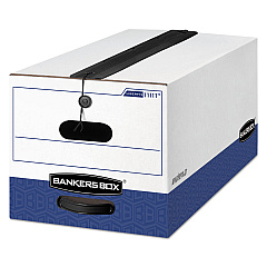 Bankers Box LIBERTY Plus Heavy-Duty Strength Storage Boxes, Letter Files, 12.25" x 24.13" x 10.75", White/Blue, 12/Carton (11111)