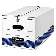 Bankers Box STOR/FILE Medium-Duty Strength Storage Boxes, Letter Files, 12.25" x 24.13" x 10.75", White/Blue, 12/Carton (00704)