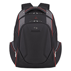 Solo Launch Laptop Backpack, Fits Devices Up to 17.3", Polyester, 12.5 x 8 x 19.5, Black/Gray/Red (ACV7114)
