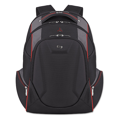 Solo Launch Laptop Backpack, Fits Devices Up to 17.3", Polyester, 12.5 x 8 x 19.5, Black/Gray/Red (ACV7114)