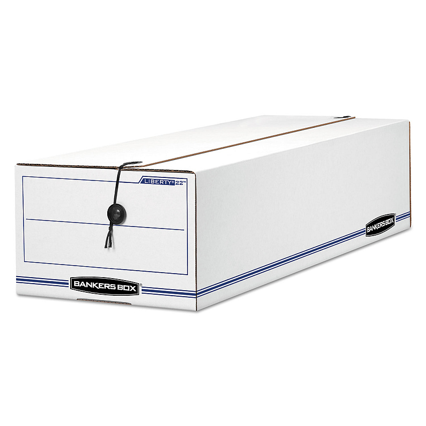 Bankers Box LIBERTY Check and Form Boxes, 9" x 24.25" x 7.5", White/Blue, 12/Carton (00018)