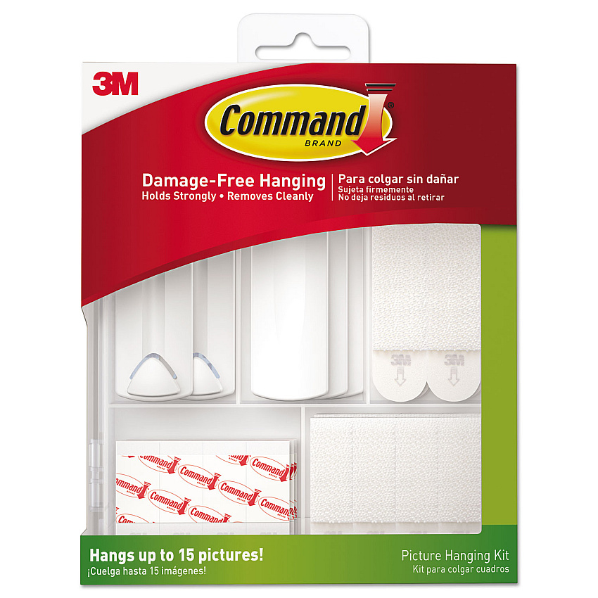 Command Picture Hanging Kit, White/Clear, Assorted Sizes, 38 Pieces/Pack (17213ES)