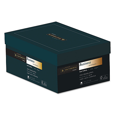Southworth 25% Cotton #10 Business Envelope, #10, Commercial Flap, Gummed Closure, 4.13 x 9.5, Natural, 250/Box (J404N10)
