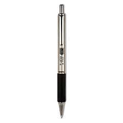 Zebra F-402 Ballpoint Pen, Retractable, Fine 0.7 mm, Black Ink, Stainless Steel/Black Barrel (29210)