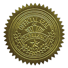 Geographics Self-Adhesive Embossed Seals, 2" dia., Gold, 20/Sheet, 5 Sheets/Pack (20014)