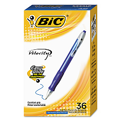 BIC Velocity Easy Glide Ballpoint Pen Value Pack, Retractable, Medium 1 mm, Blue Ink, Blue Barrel, 36/Pack (VLG361BE)