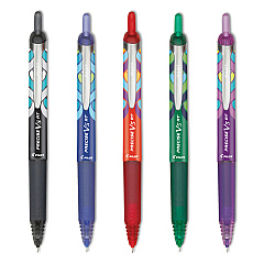 Pilot Precise V5RT Deco Collection Roller Ball Pen, Retractable, Extra-Fine 0.5 mm, Assorted Peacock Ink and Barrel Colors, 5/Pack (41980)